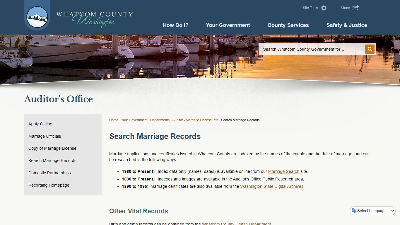 Search Marriage Records | Whatcom County, WA - Official Website
