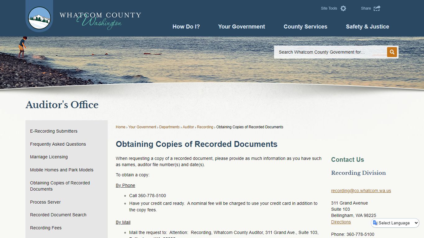 Obtaining Copies of Recorded Documents - Whatcom County